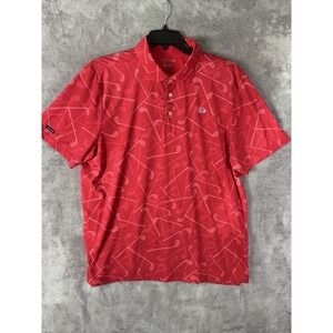 Good Good Golf Polo Shirt Mens 2XLRed Golf American Club Performance AOP Stretch